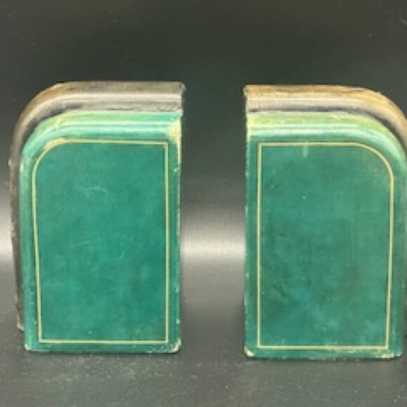 Pair of Italian Leather Clad Figural Cherub Bookends, Circa 1930 - Picture 3 of 7